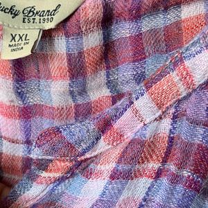 Purple Plaid Sleeveless Button Down Shirt